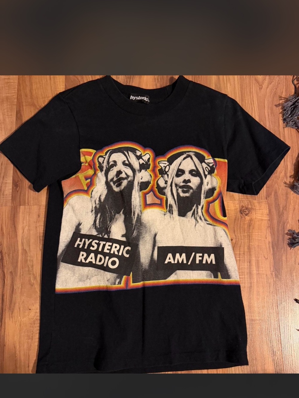 Hysteric Radio AM/FM Graphic Tee - Black with Yellow/Orange Accents